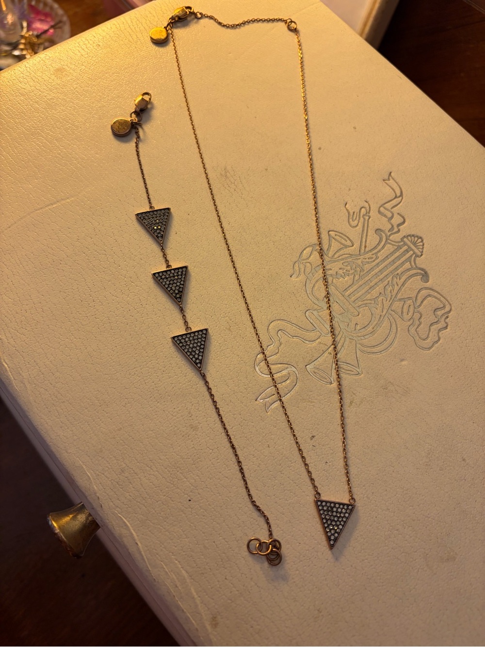 Michael Kors triangle necklace and bracelet set